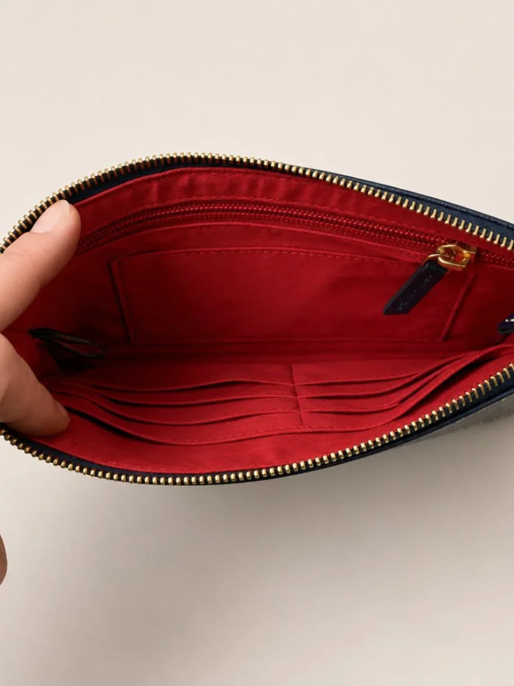 Dooney & Bourke Saffiano Leather Large Wristlet Pouch Wallet Navy Blue